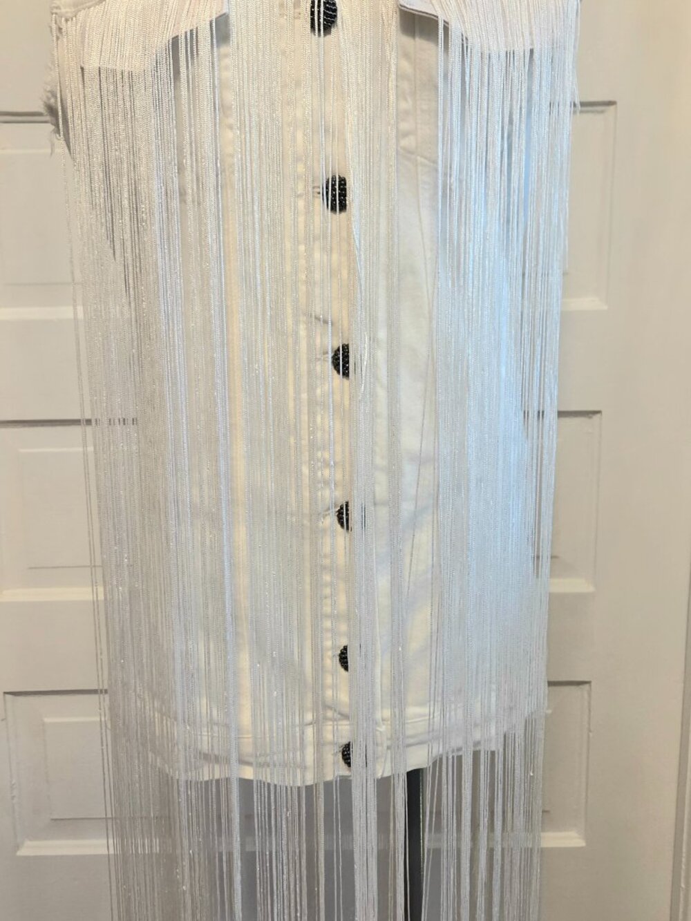 White Fringe Button Down Vest by DV Jeans